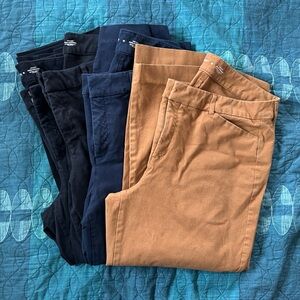 Bundle of 4 Old Navy High Rise Pixie Straight Ankle Pants - Tan, Navy, (2) Black